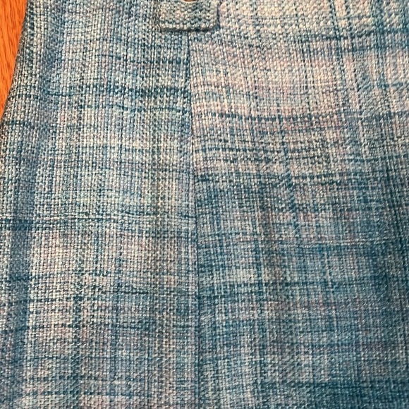 Gorgeous Vintage Blue 100% Silk Tweed Pencil Skirt Blue Zip Back 4 - Picture 2 of 5